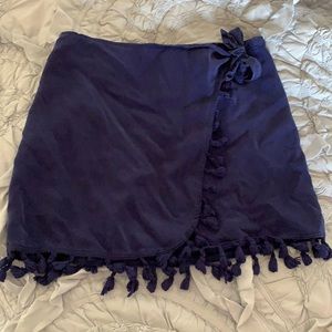 Navy blue tassel wrap skirt